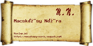 Macskásy Nóra névjegykártya