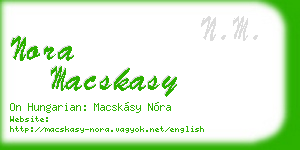 nora macskasy business card